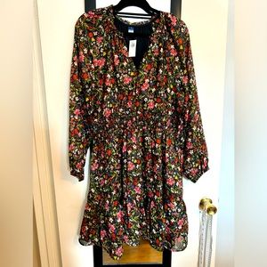 NWT OLD NAVY BLACK FLORAL DRESS XL